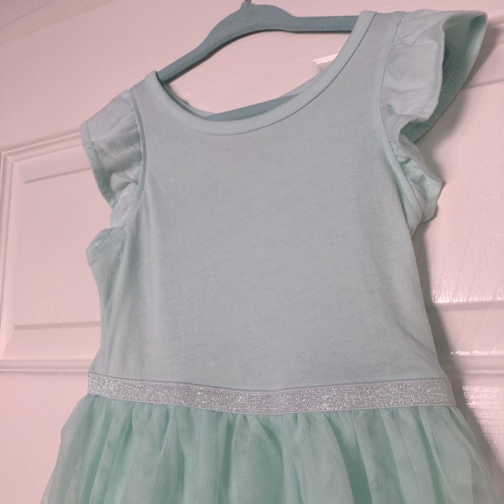 Cat & Jack aqua ruffle sleeve dress 2T